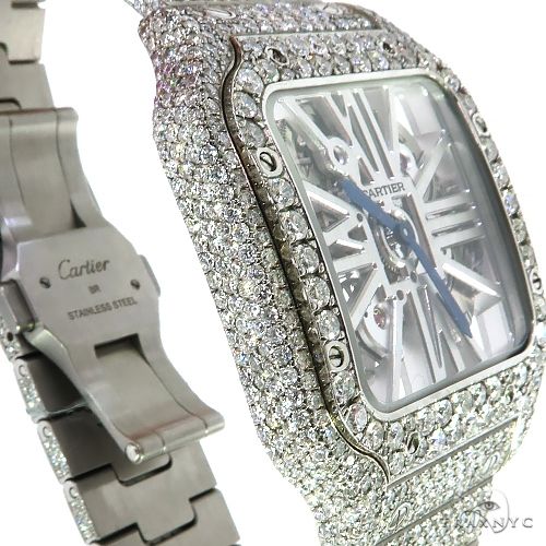 Cartier Santos Skeleton Large Diamond Watch 69061 - Image 3