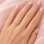 1 carat total weight natural diamond three-stone engagement ring in 14K gold with round brilliant diamonds