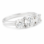 1 carat total weight natural diamond three-stone engagement ring in 14K gold with round brilliant diamonds