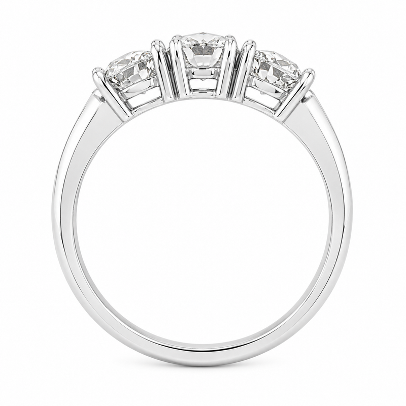 1 carat total weight natural diamond three-stone engagement ring in 14K gold with round brilliant diamonds