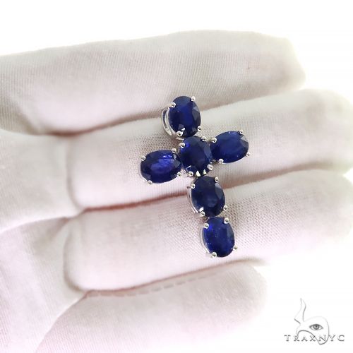 Celestial Blue Oval Sapphire Cross .925 Silver, photo 7 of 7