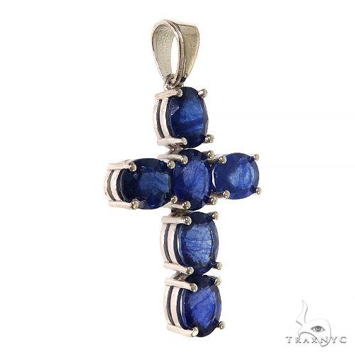 Celestial Blue Oval Sapphire Cross .925 Silver 69645 - Image 2
