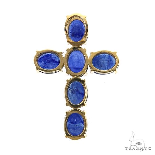 10K Gold Celestial Blue Oval Sapphire Cross, photo 4 of 7