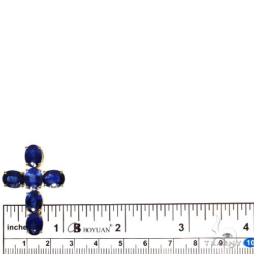 10K Gold Celestial Blue Oval Sapphire Cross, photo 5 of 7