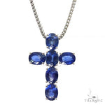 Celestial Blue Oval Sapphire Cross Set .925 Silver 69680 - Image 1