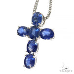 Celestial Blue Oval Sapphire Cross Set .925 Silver 69680 - Image 3