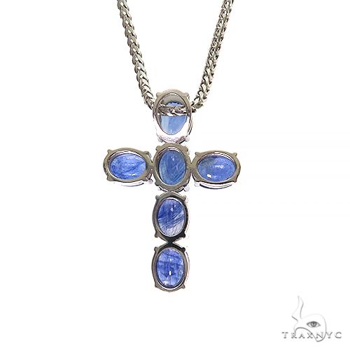 Celestial Blue Oval Sapphire Cross Set .925 Silver 69680 | TraxNYC