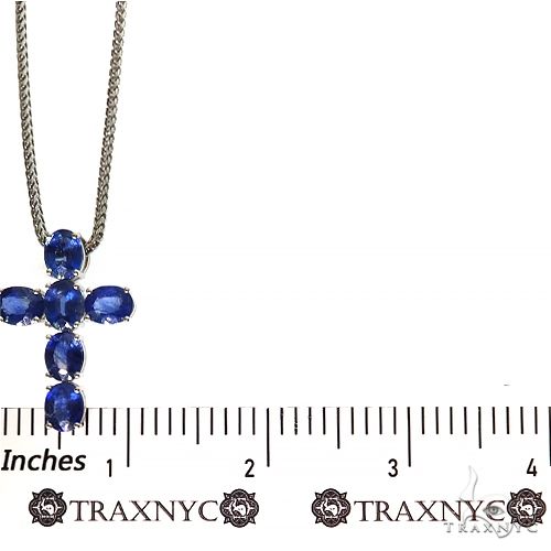 Celestial Blue Oval Sapphire Cross Set .925 Silver 69680 | TraxNYC