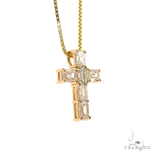 14K Gold Celestial Emerald Cross Mini Pendant Set with Lab-Grown Diamonds, photo 2 of 7