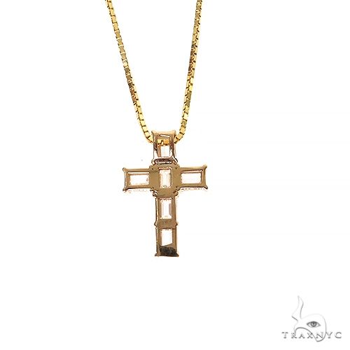 14K Gold Celestial Emerald Cross Mini Pendant Set with Lab-Grown Diamonds, photo 4 of 7
