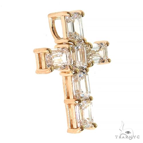 14K Gold Celestial Emerald Cross Pendant Mini with Lab-Grown Diamonds, photo 2 of 7