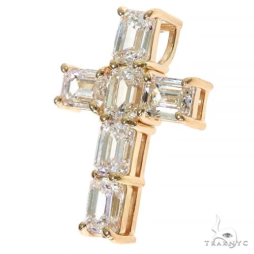 14K Gold Celestial Emerald Cross Pendant Mini with Lab-Grown Diamonds, photo 3 of 7