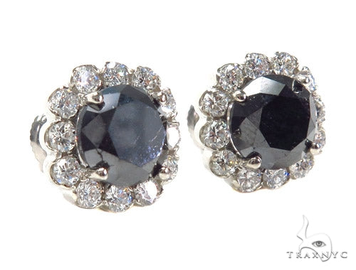 14K Gold Cetus Round Diamond Stud Earrings, view 2