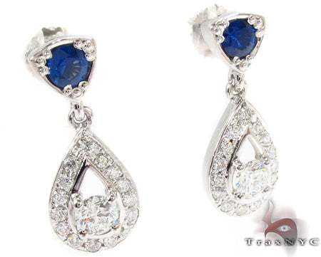 14K gold earrings with Ceylon sapphires and diamond accents