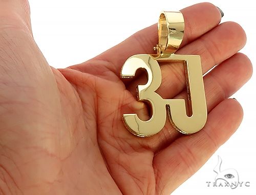 18K Yellow Gold Custom Made 3J Pendant 66061 - Image 5