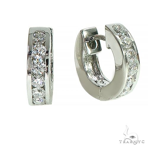 Channel Setting Hoop Huggie Earrings 66951 - Image 2