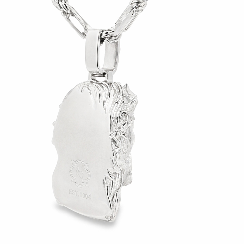 925 silver pendant with spiked Jesus crown on a polished Milano rope chain.
