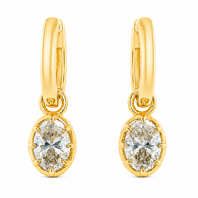Georgian Oval Drop Hoop Earrings 71734