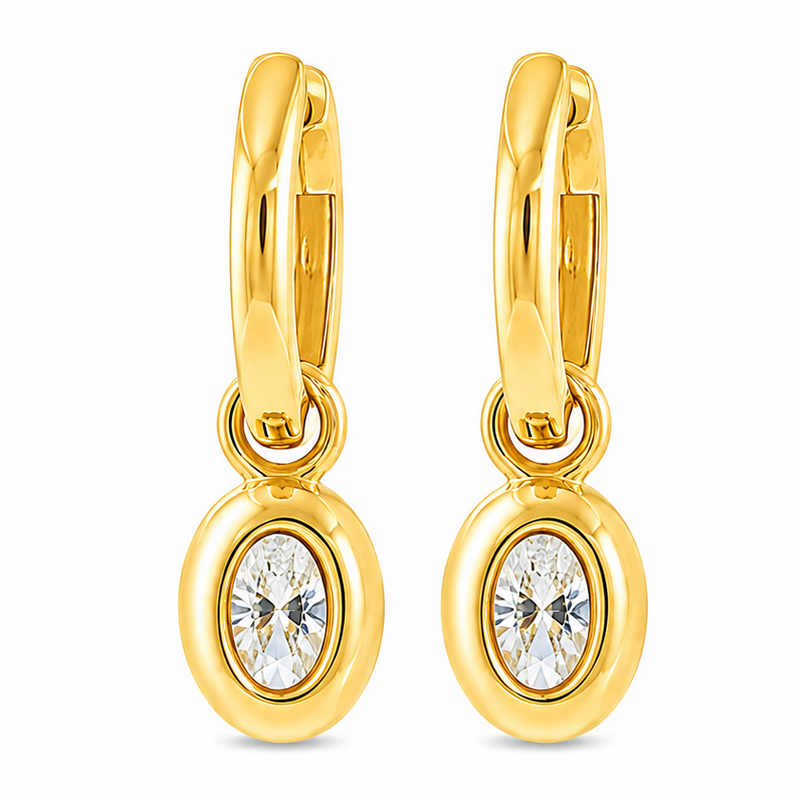 Georgian Oval Drop Hoop Earrings 71734