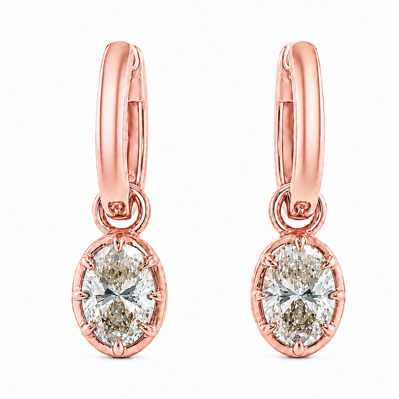 Georgian Oval Drop Hoop Earrings 71734