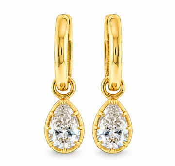 Georgian Pear Drop Hoop Earrings in 14K gold