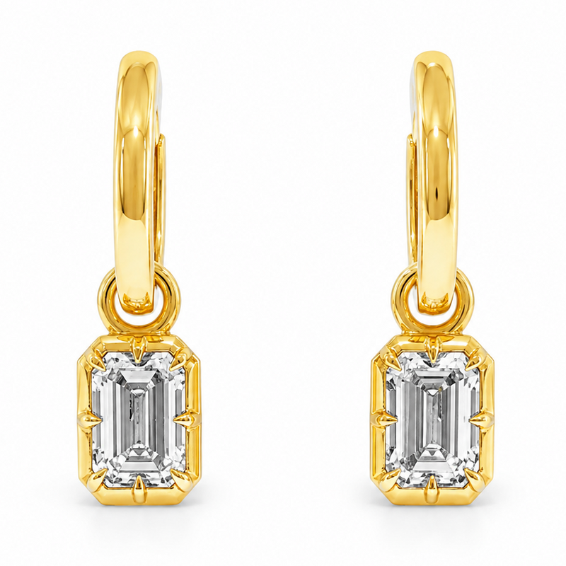 Georgian Emerald Drop Hoop Earrings 71761