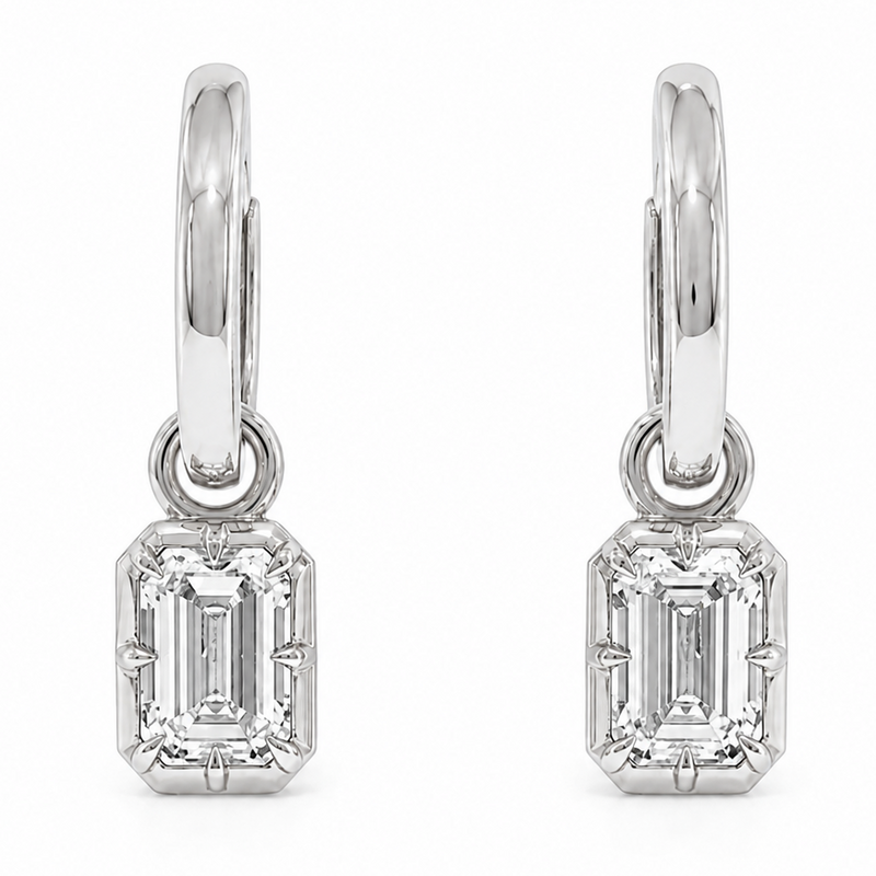 Georgian Emerald Drop Hoop Earrings 71761