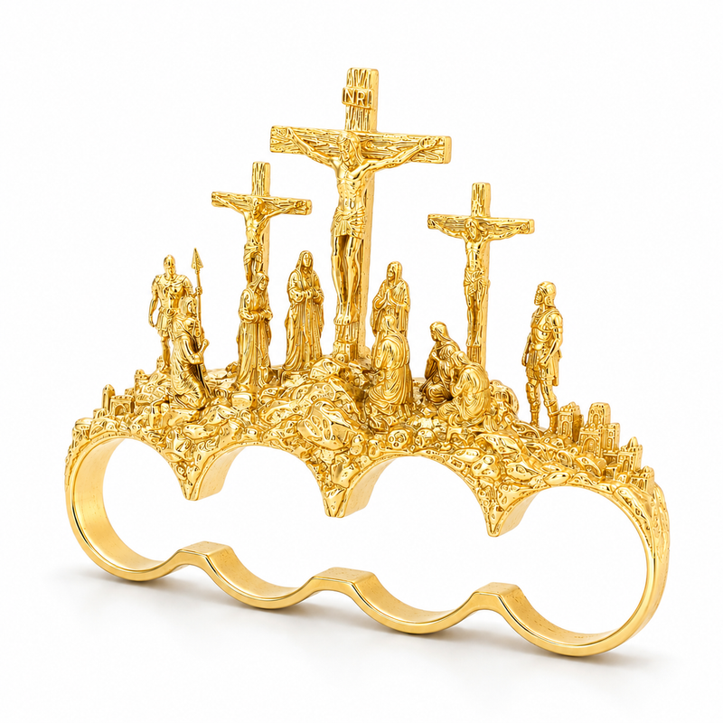 10K Triple Cross 4-Finger Ring 71776
