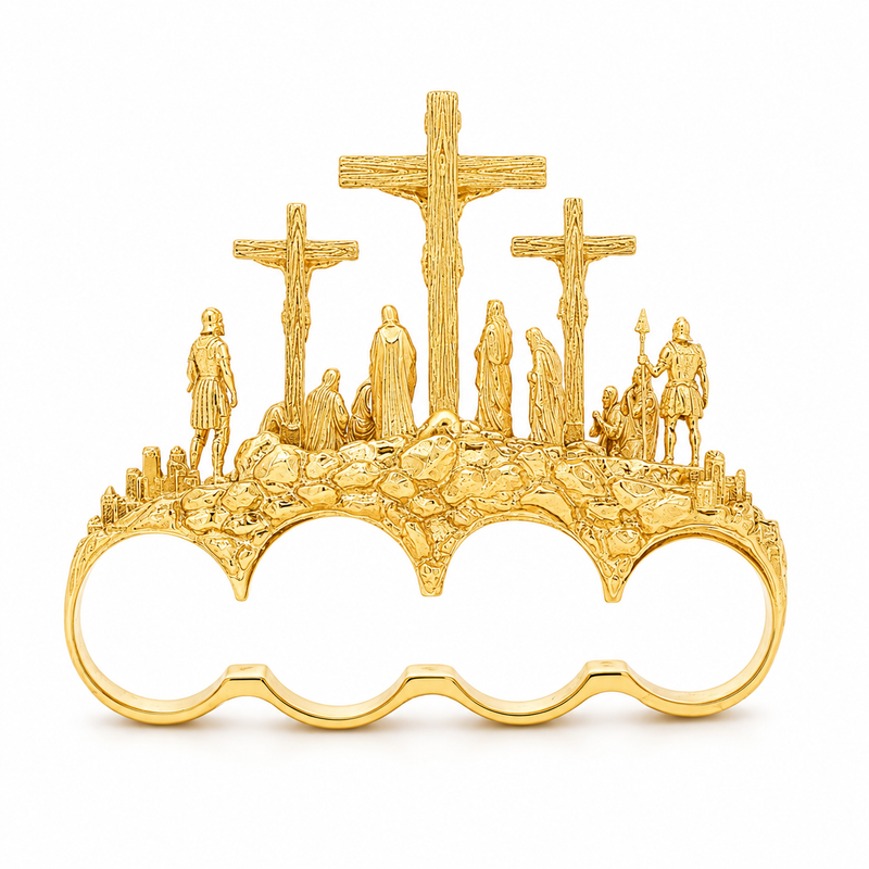 10K Triple Cross 4-Finger Ring 71776