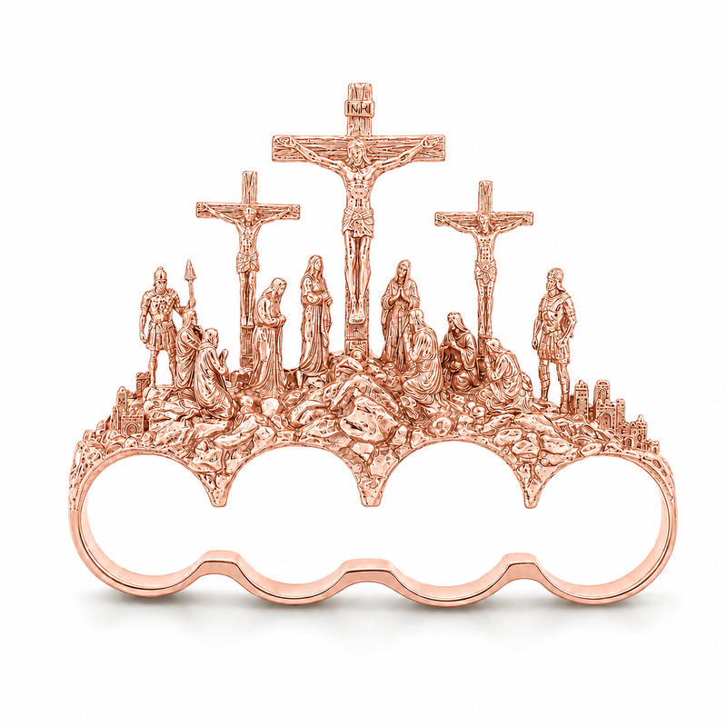 10K Triple Cross 4-Finger Ring 71776