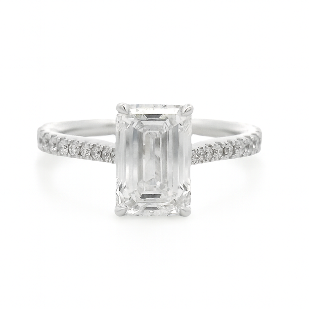 Lumiére Emerald Cut Engagement Ring in 14K gold