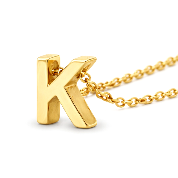 14K Gold Mini Initial Necklace, view 4
