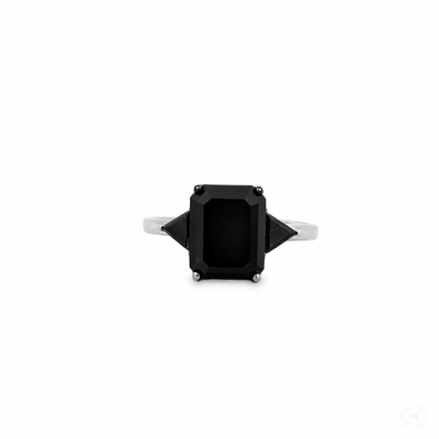 Black Emerald Cut Diamond Engagement Ring 71022