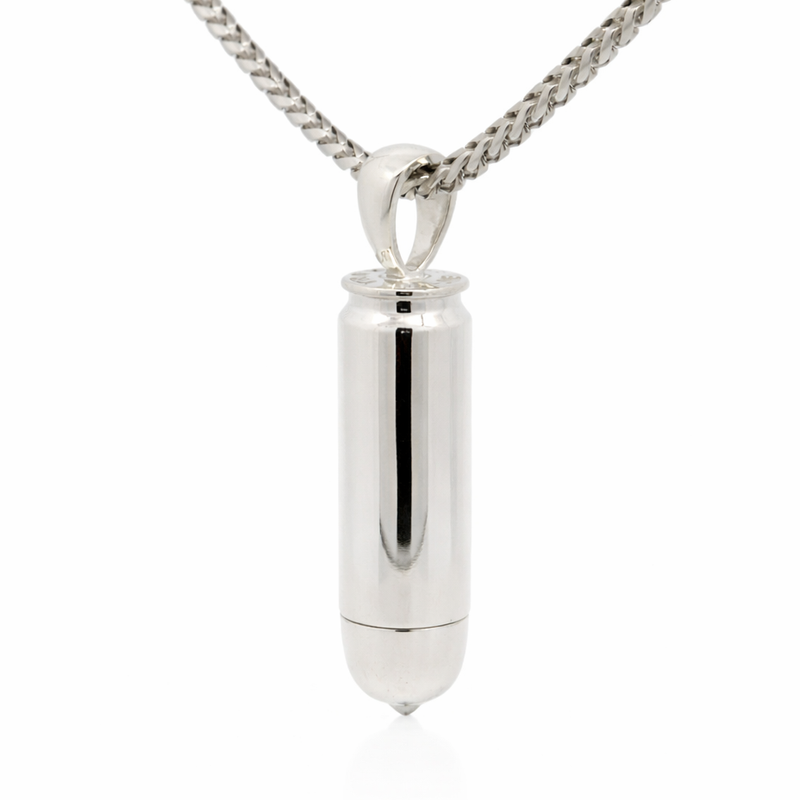 Silver Diamond Bullet Pendant Set 70990
