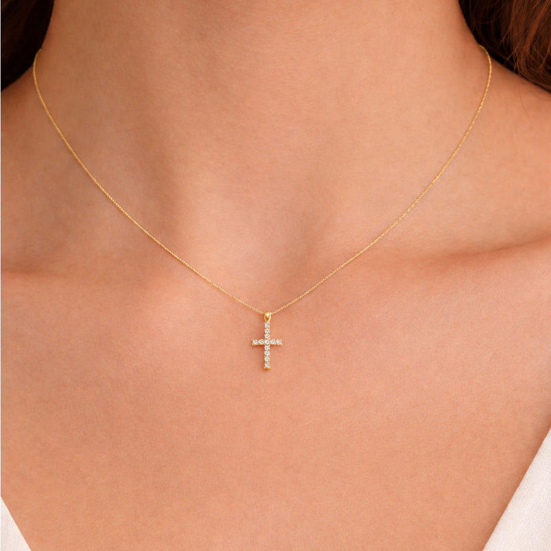 14K Gold Mini Diamond Cross 65967