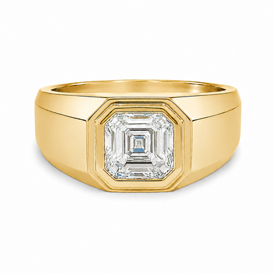 Asscher Solitaire Signet Ring 71599