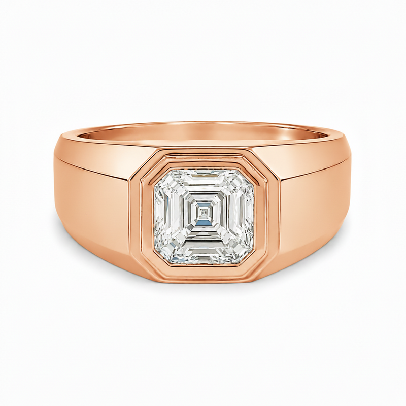 Asscher Solitaire Signet Ring 71599