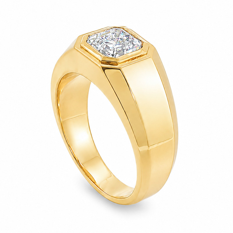 Asscher Solitaire Signet Ring 71599
