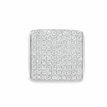 Men's white silver ring with a prong-set natural round diamond