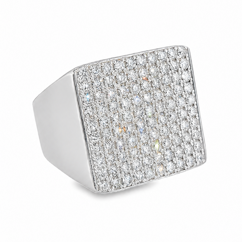 Mens Silver Prong Ring, view 2