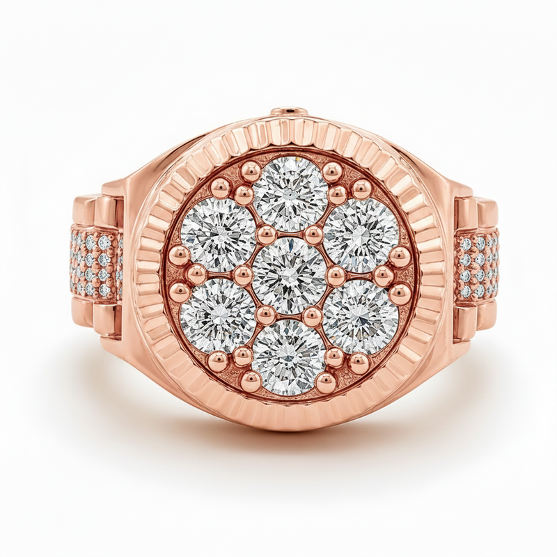 Custom Made Rolex Style Diamond Ring 67378