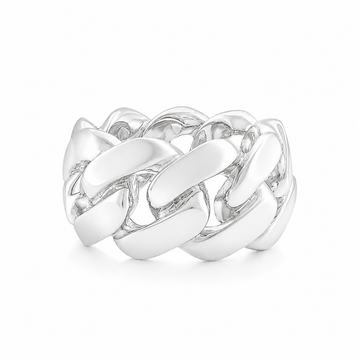 .925 Silver 14-15 mm Miami Cuban Link Ring