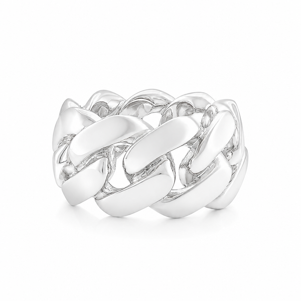 925 Silver 12-15mm Miami Cuban Link Ring 67414 | TraxNYC