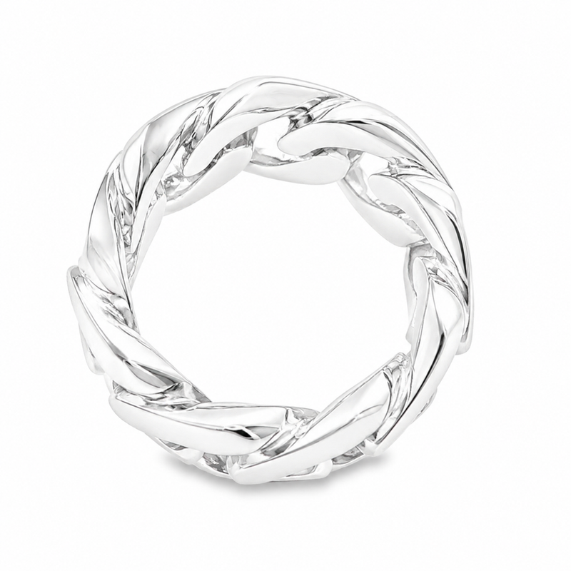 .925 Silver 14-15 mm Miami Cuban Link Ring 67414
