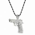 .925 Silver Floral Pistol Pendant & Oreo Rope chain Set  71340