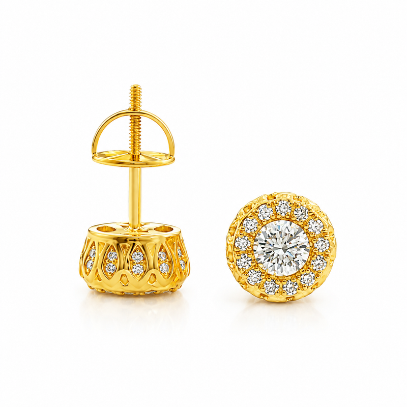 14K Gold Diamond Stud Earrings 65824