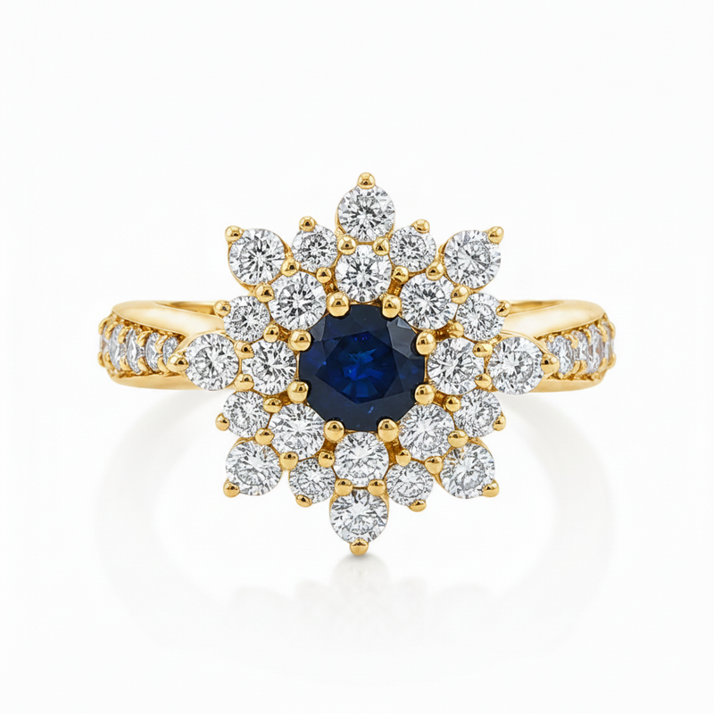 Sapphire & Diamond Bouquet Ring 32017