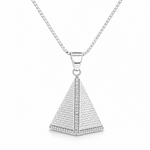 .925 Silver Pyramid of Giza Diamond Pendant Set With Franco Cuban Chain 71444