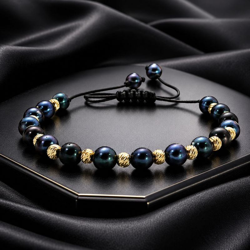 Black Pearl Bead Accent Bracelet 71496