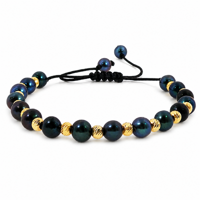 Black Pearl Bead Accent Bracelet 71496